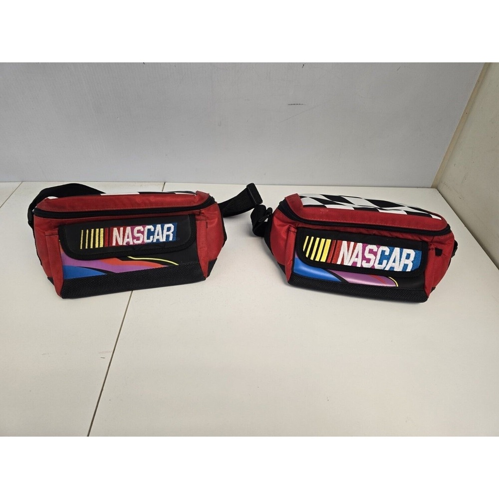Vintage Nascar Cooler Set With Front And Back Pocket And Checkered‎ Flag